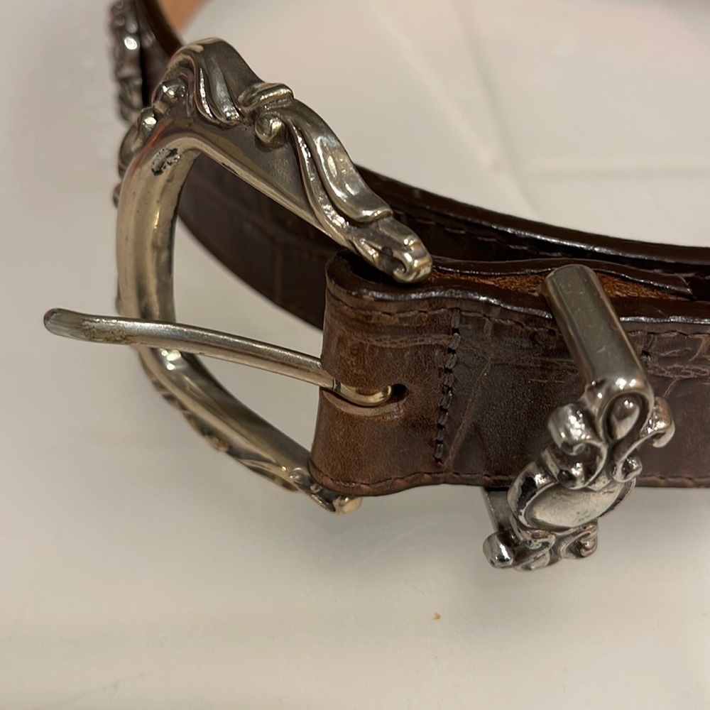 Brighton Belt - Dark Brown with Silver